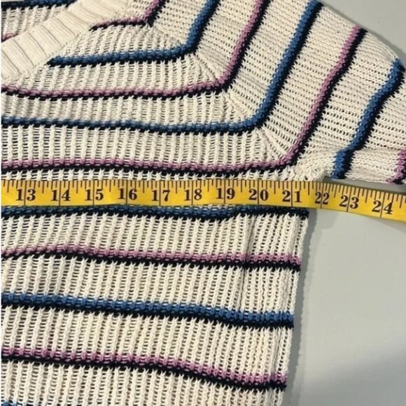 LOFT Cotton V Neck Sweater Beige with stripes Size XL - Picture 6 of 9